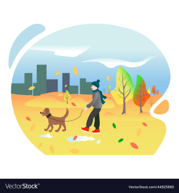 guy with dog autumn guy with dog autumn