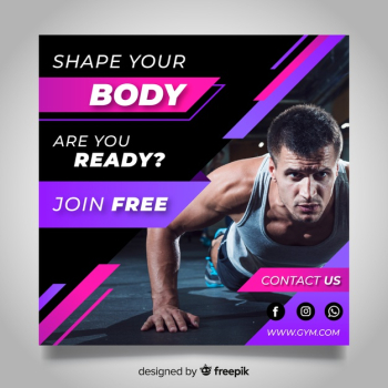 Gym club banner with photo Free Vector Gym club banner with photo Free Vector
