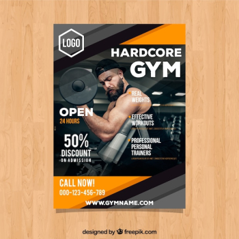 Gym cover template with image of man working out