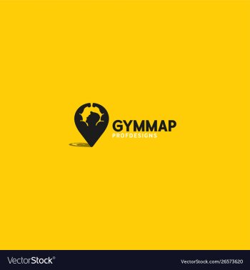 Gym map strong pin logo art icon vector image Gym map strong pin logo art icon vector image