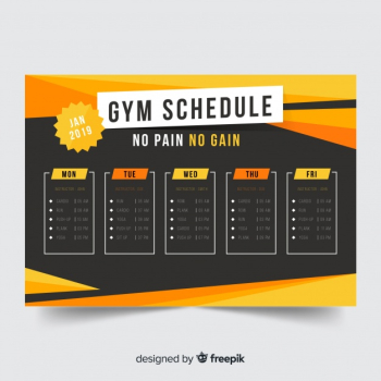 Gym schedule template Gym schedule template