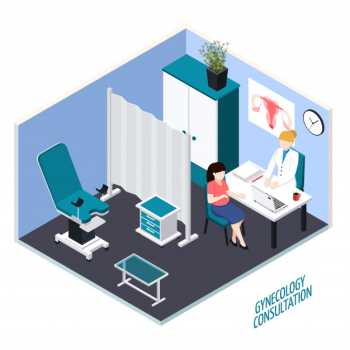 Gynecology consultation isometric composition Free Vector