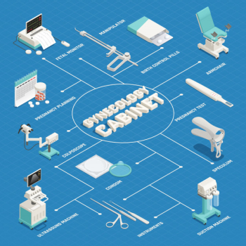 Gynecology isometric flowchart Free Vector