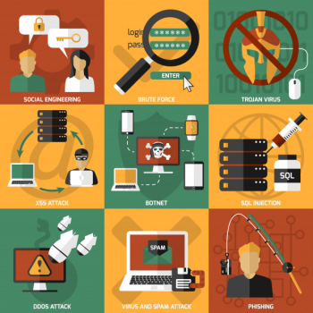 Hacker attacks compositions set Free Vector Hacker attacks compositions set Free Vector