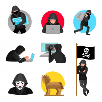 Hackers characters symbols icons collection Free Vector Hackers characters symbols icons collection Free Vector
