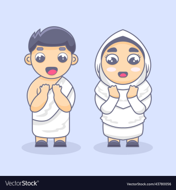 hajj people character with pray hajj people character with pray