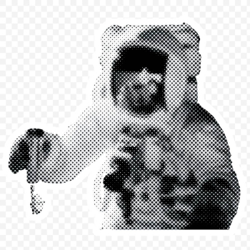 Halftone astronaut sticker  with a white border | Free  transparent png - 2351700