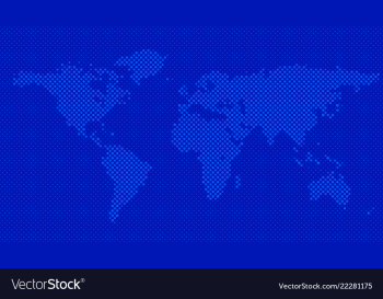 Halftone circle pattern world map background vector image Halftone circle pattern world map background vector image