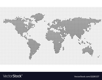 Halftone world map background - circle pattern vector image Halftone world map background - circle pattern vector image