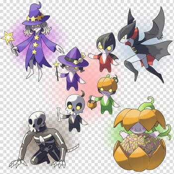 Halloween big family transparent background PNG clipart