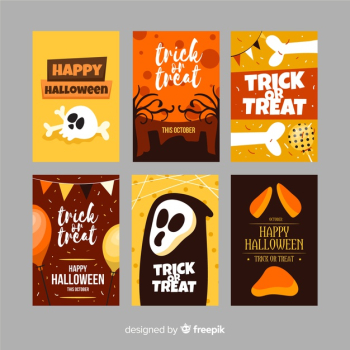 Halloween card collection on flat design Free Vector Halloween card collection on flat design Free Vector