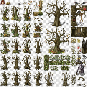 Halloween forest, illustration of tree trunk collage transparent background PNG clipart