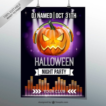 Halloween night party flyer with pumpkin Halloween night party flyer with pumpkin