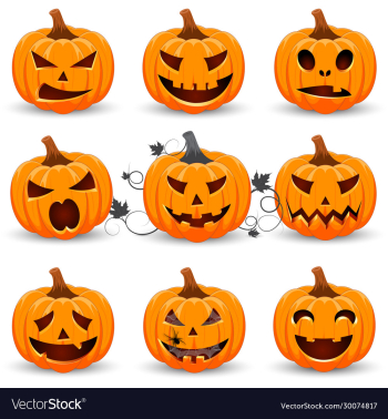 halloween pumpkin set emotion variation simple