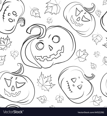 halloween pumpkins seamless pattern line drawing halloween pumpkins seamless pattern line drawing