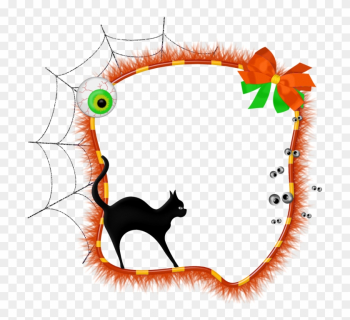 Halloween Transparent Photo Frame With Black Cat - Halloween Frame Clipart Transparent