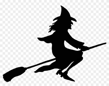 Halloween Witch On Broom Silhouette - Witch On Broomstick Silhouette Halloween Witch On Broom Silhouette - Witch On Broomstick Silhouette