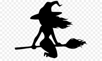 Halloween Witchcraft Silhouette Clip art - Halloween Witch on Broom Silhouette PNG Image 