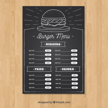 Hamburger menu template in chalk style Hamburger menu template in chalk style