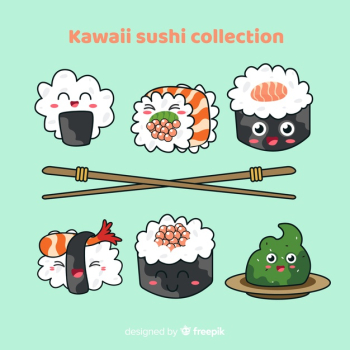 Hand drawn adorable sushi collection Hand drawn adorable sushi collection