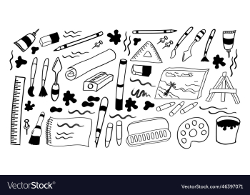 hand drawn artist tools icon