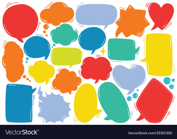 hand drawn background set cute speech bubble