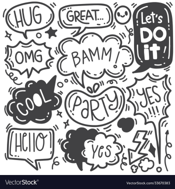 hand drawn background set cute speech bubble