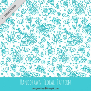 Hand drawn blue floral pattern Hand drawn blue floral pattern