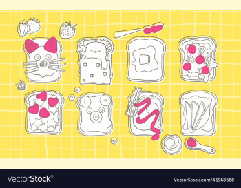 hand drawn bread toast sandwiches for breakfast hand drawn bread toast sandwiches for breakfast