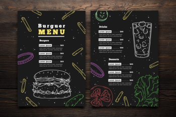 Hand drawn burger menu template Free Vector Hand drawn burger menu template Free Vector