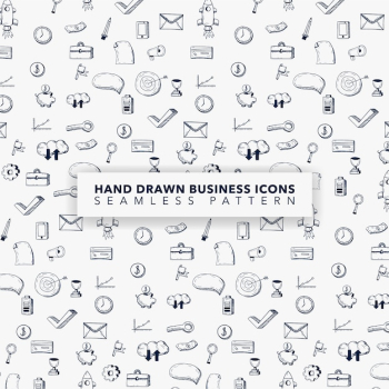 Hand drawn business icon pattern background Hand drawn business icon pattern background