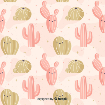 Hand drawn cactus pattern background Hand drawn cactus pattern background