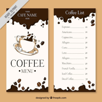Hand drawn cafe menu Hand drawn cafe menu