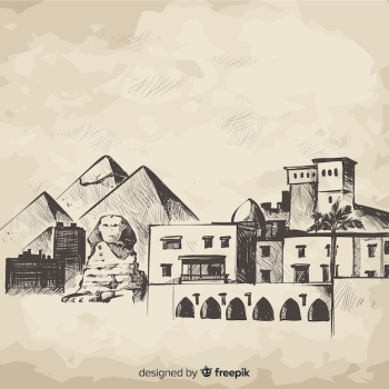 Hand drawn cairo skyline composition Hand drawn cairo skyline composition