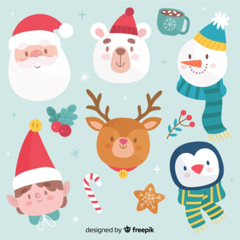 Hand drawn christmas avatars collection Free Vector Hand drawn christmas avatars collection Free Vector