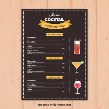 Hand drawn cocktail menu template Hand drawn cocktail menu template