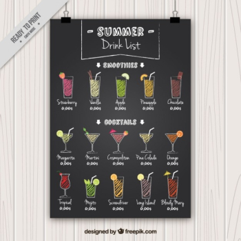 Hand drawn cocktails poster Hand drawn cocktails poster