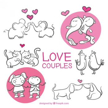 Hand drawn couples in love Hand drawn couples in love