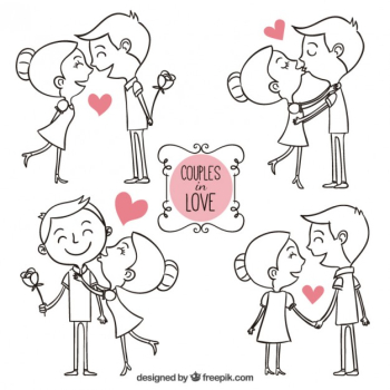 Hand drawn couples in love Free Vector Hand drawn couples in love Free Vector