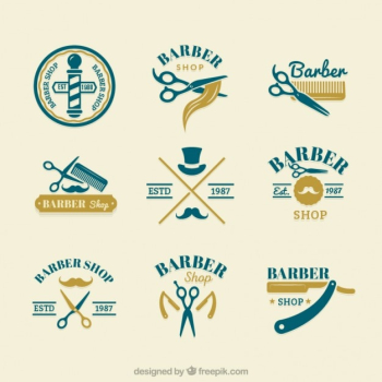 Hand drawn cute barber logos Hand drawn cute barber logos