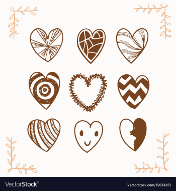 hand drawn cute brown hearts hand drawn cute brown hearts