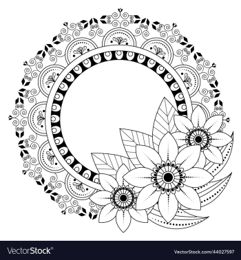 hand drawn element black and white mandala