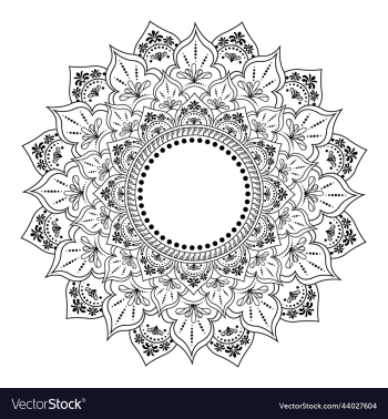 hand drawn element black and white mandala