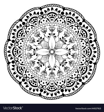 hand drawn element black and white mandala