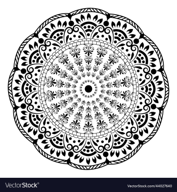 hand drawn element black and white mandala