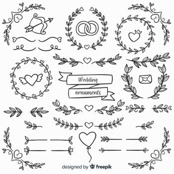 Hand drawn floral wedding ornaments Free Vector