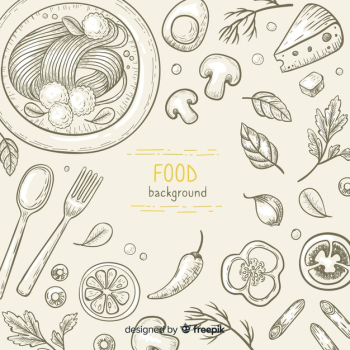 Hand drawn food background Hand drawn food background