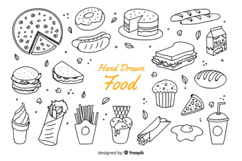 Hand drawn food background Hand drawn food background