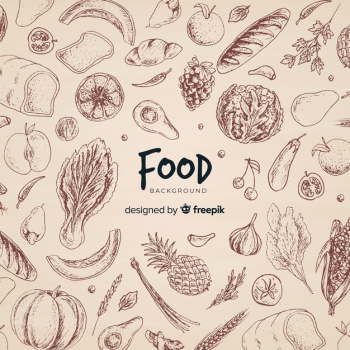 Hand drawn food background Hand drawn food background
