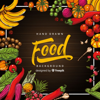 Hand drawn food background Free Vector Hand drawn food background Free Vector